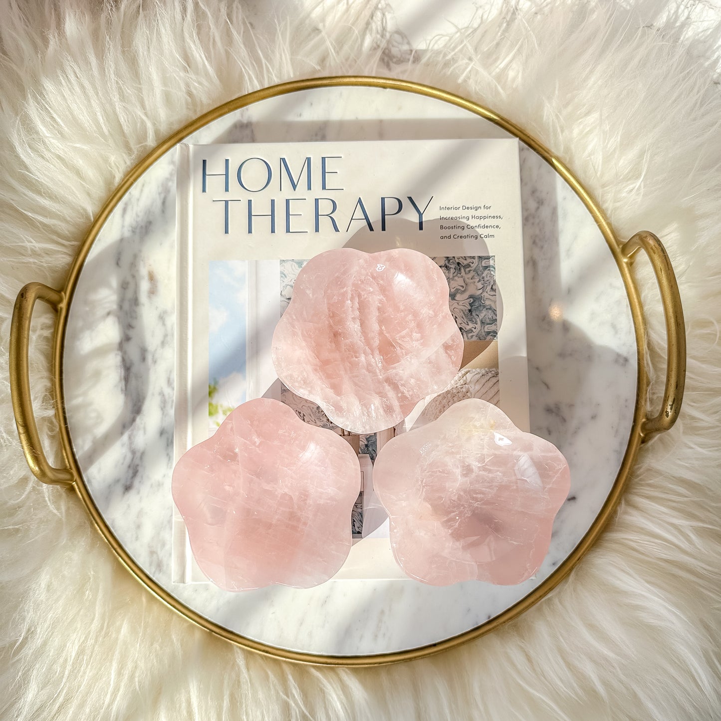 Flower Shaped Rose Quartz Bowl (12.5 oz - 14 oz)