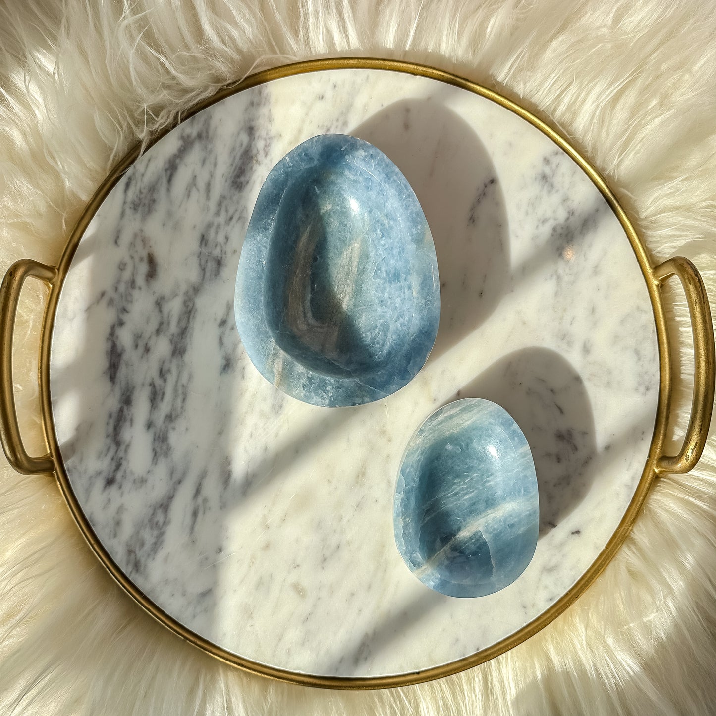 Blue Calcite Small Bowl  ( 14.2 ounces )