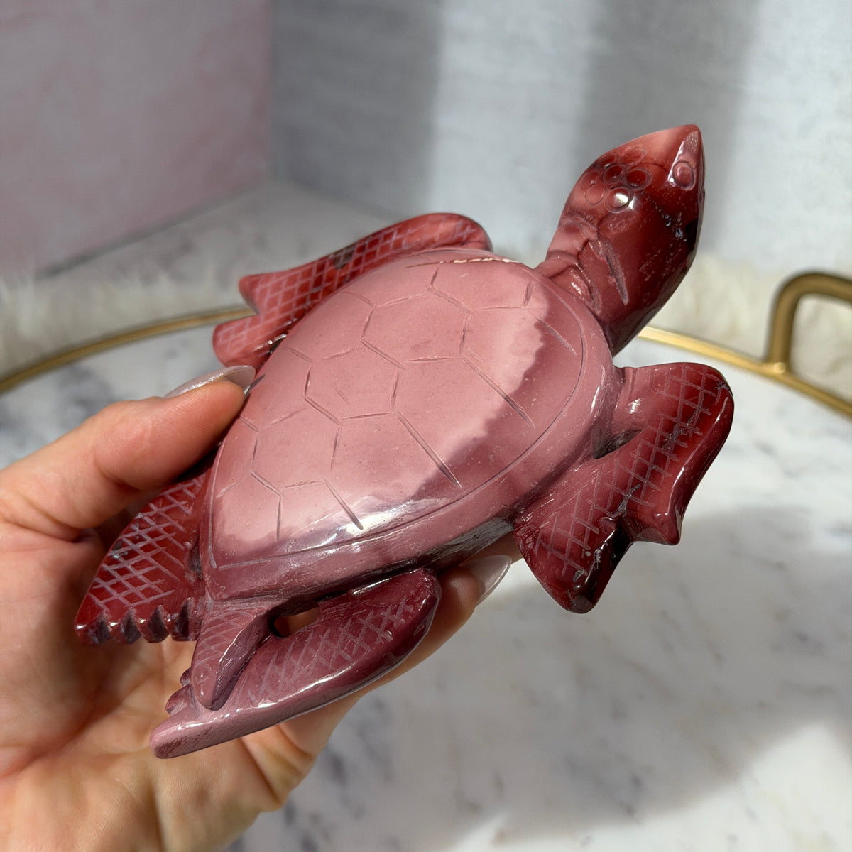 Pink Mookite Turtle 0.95 lb | Natural Australian Mookite