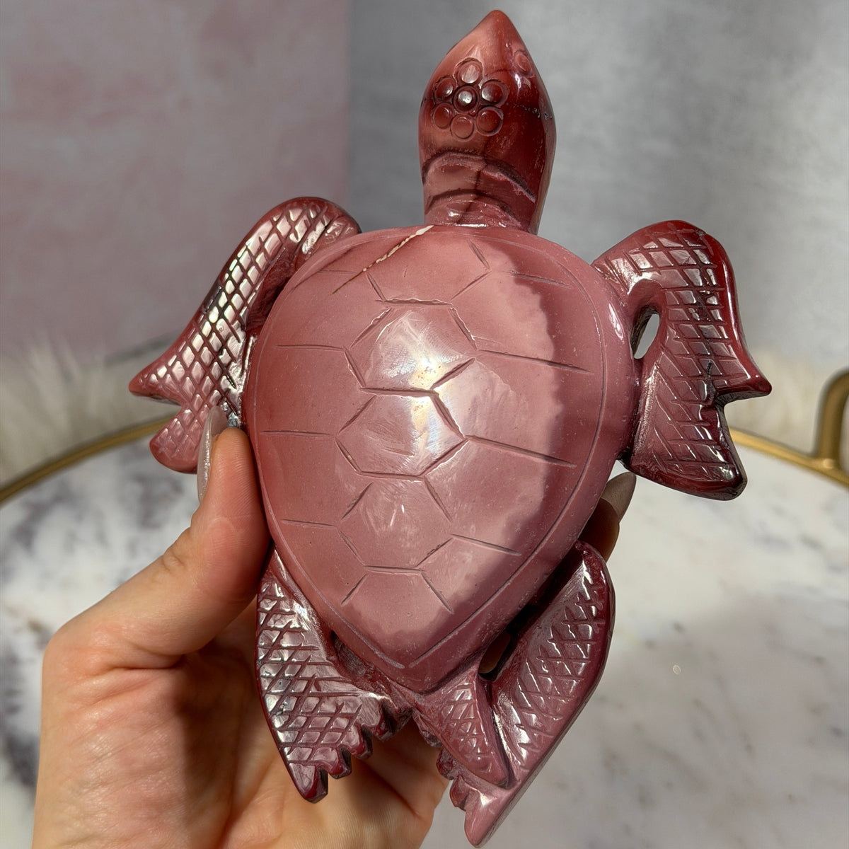 Pink Mookite Turtle 0.95 lb | Natural Australian Mookite