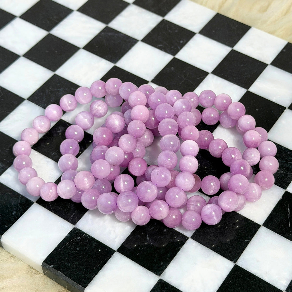 AAA Cat Eye Kunzite Beaded Bracelet (Bead size: 10mm)
