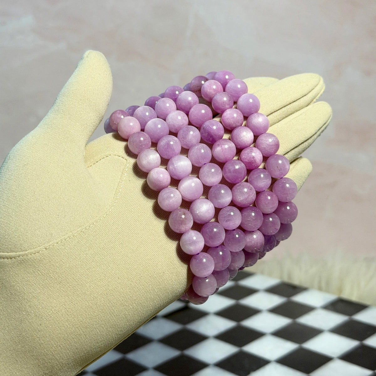 AAA Cat Eye Kunzite Beaded Bracelet (Bead size: 10mm)