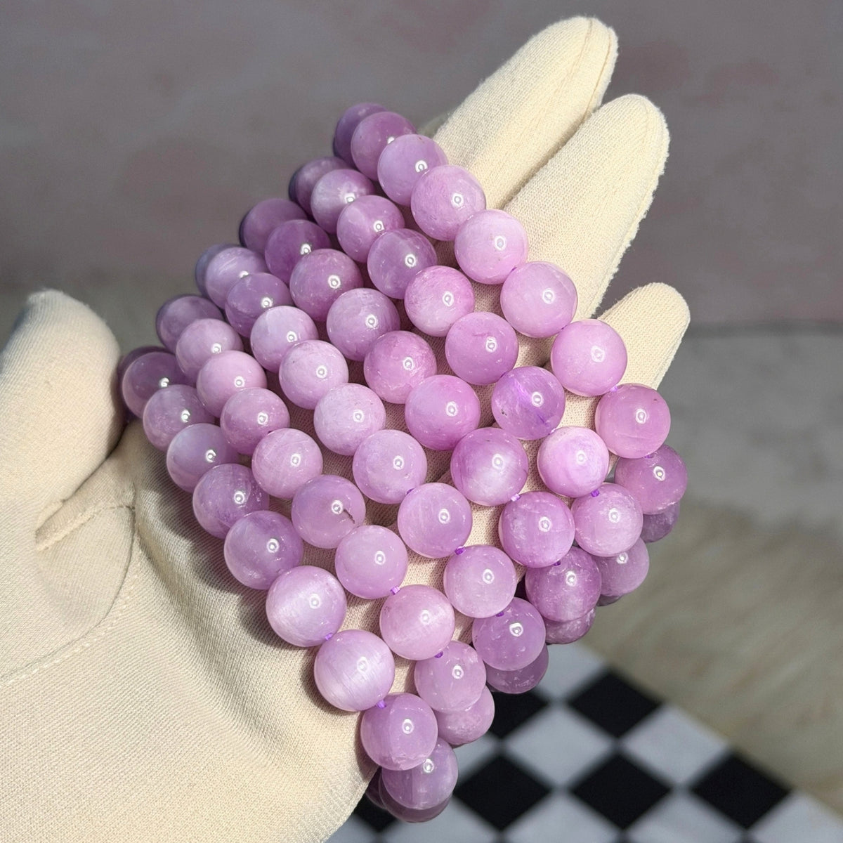 AAA Cat Eye Kunzite Beaded Bracelet (Bead size: 10mm)
