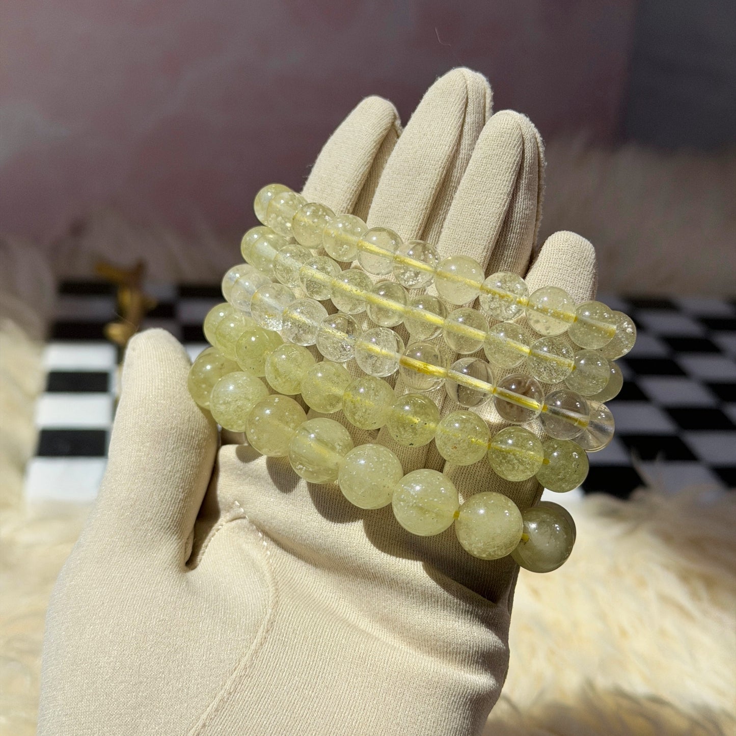 Libyan Desert Glass Beaded Bracelet (Bead size: 5–12mm)