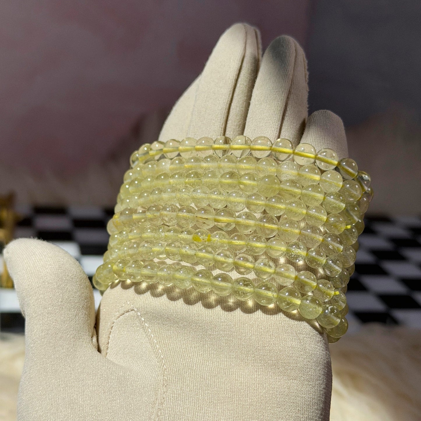 Libyan Desert Glass Beaded Bracelet (Bead size: 5–12mm)