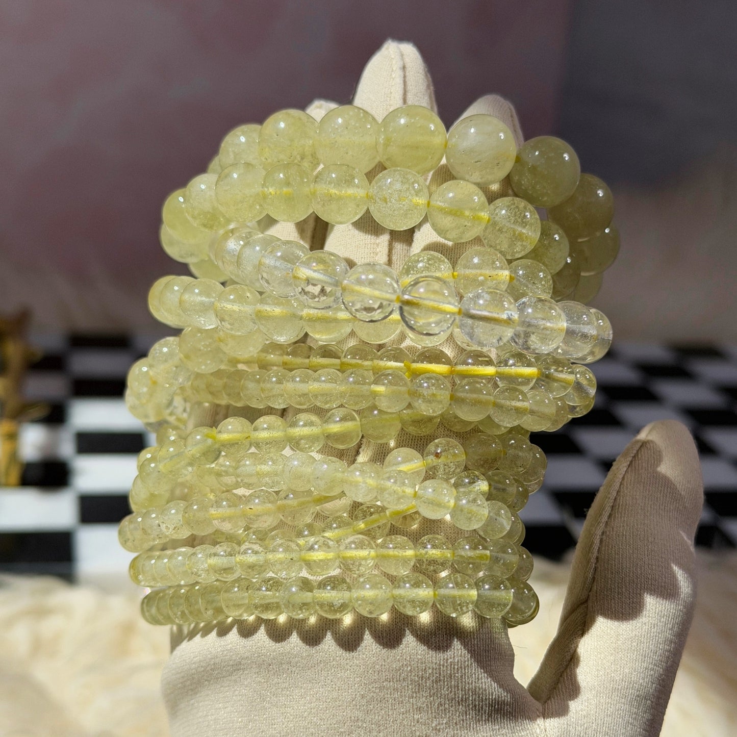 Libyan Desert Glass Beaded Bracelet (Bead size: 5–12mm)