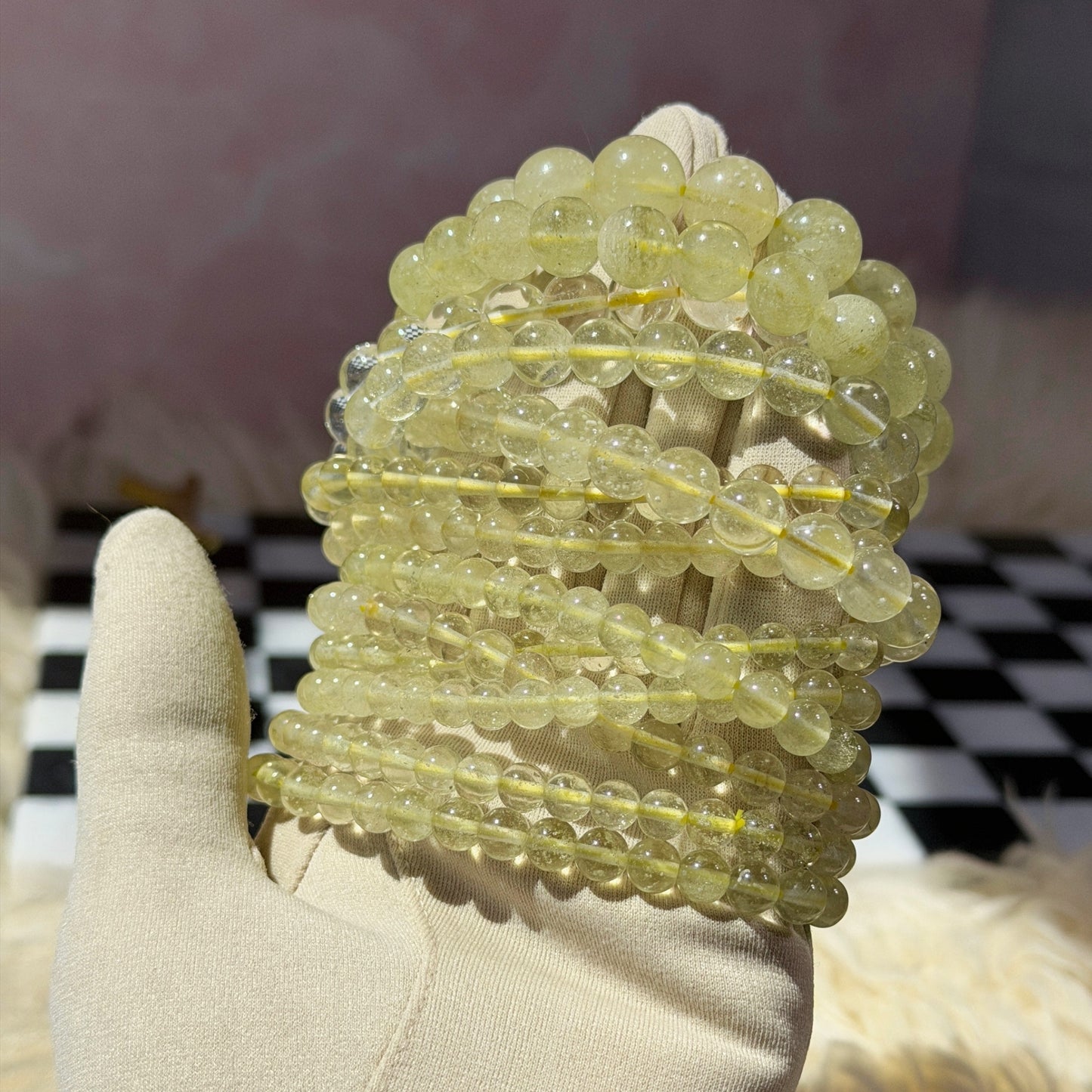 Libyan Desert Glass Beaded Bracelet (Bead size: 5–12mm)
