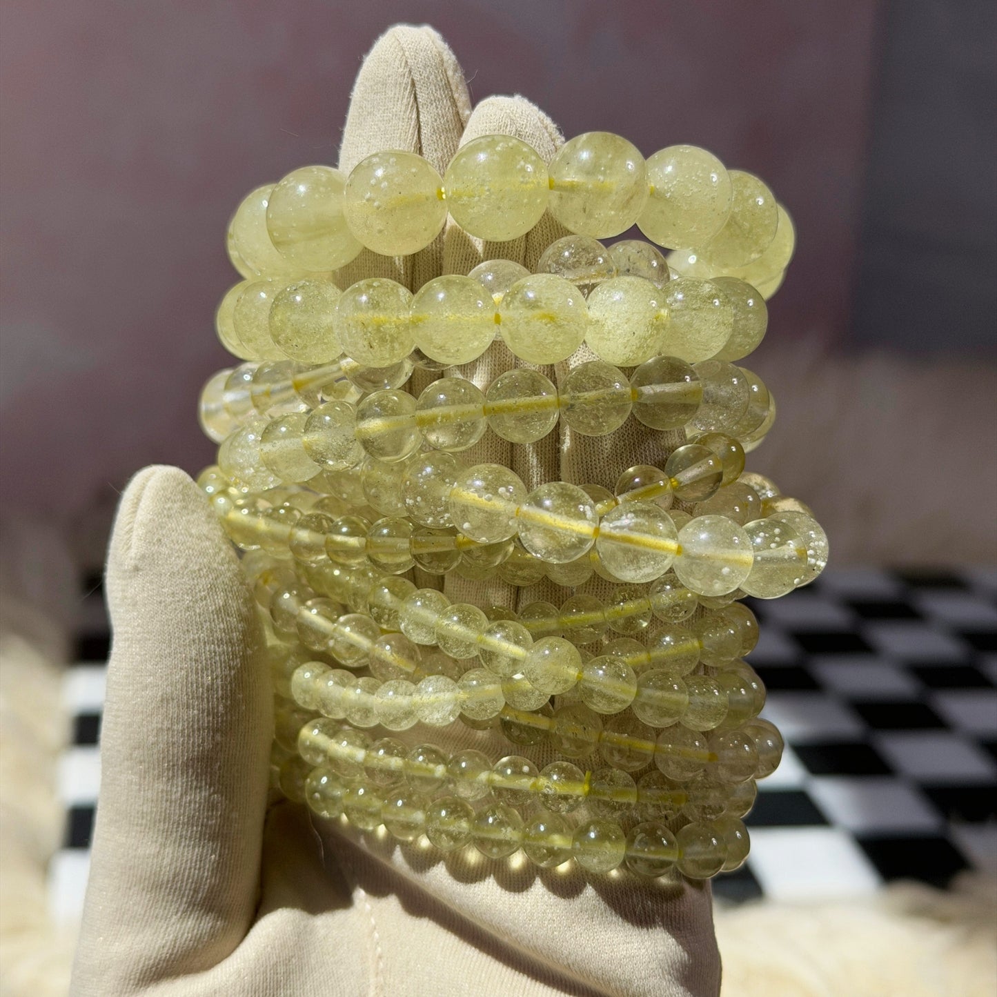Libyan Desert Glass Beaded Bracelet (Bead size: 5–12mm)