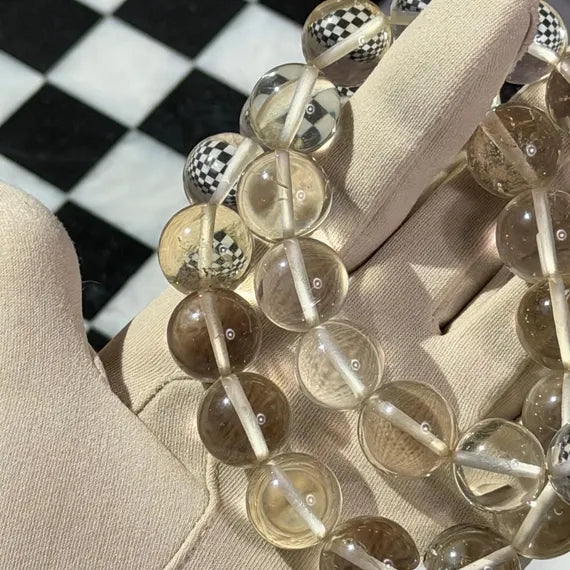 Natural Non Heated Citrine Beaded Bracelet Brazil Gemstone Jewelry (Bead size: 15mm)