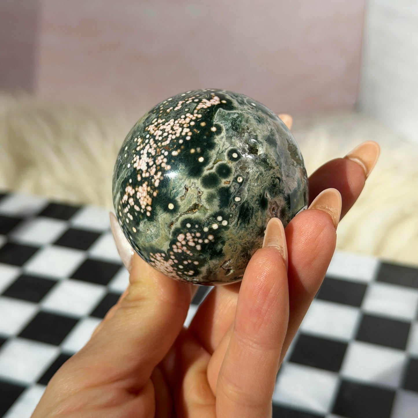 Rare Orbicular Jasper Sphere 0.45lb with Gold Stand | Madagascar
