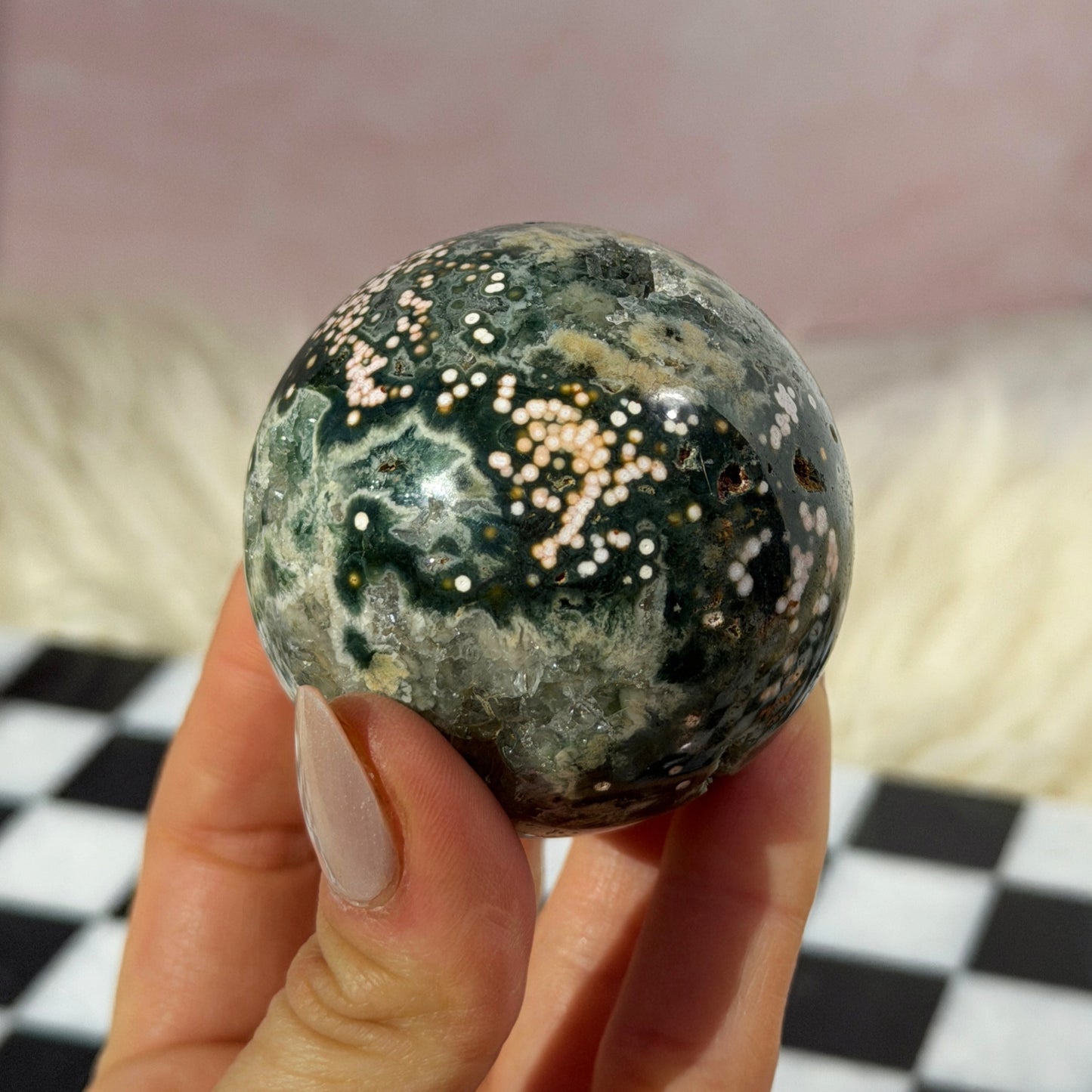 Rare Orbicular Jasper Sphere 0.45lb with Gold Stand | Madagascar