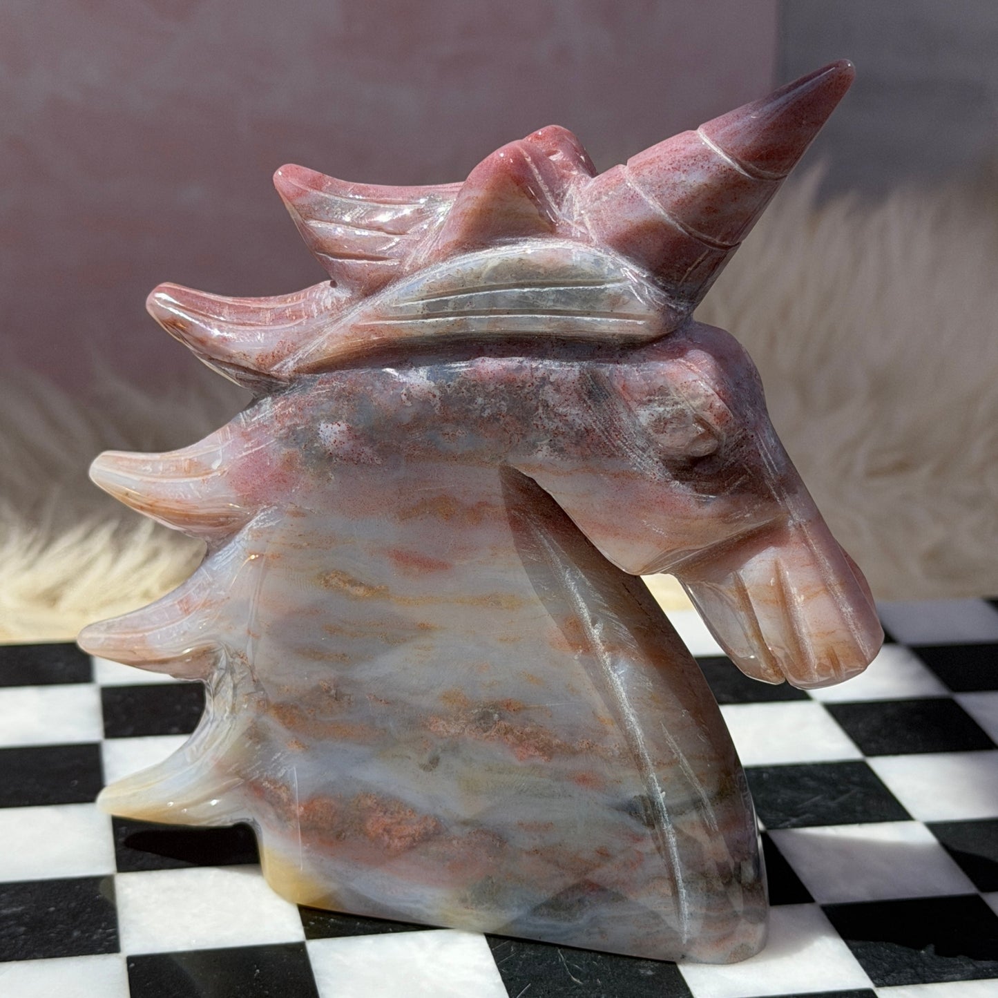 Ocean Jasper Unicorn 1.08lb | Natural Madagascar Crystal Carving