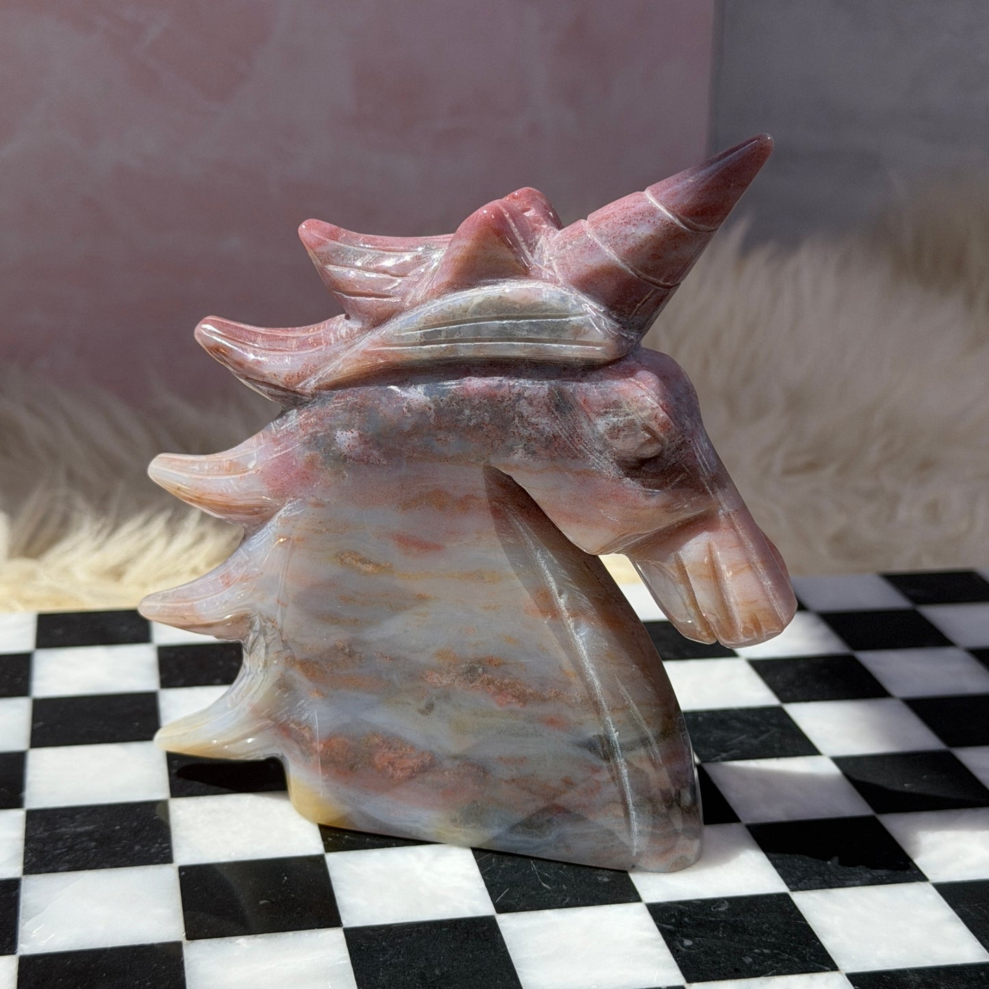 Ocean Jasper Unicorn 1.08lb | Natural Madagascar Crystal Carving