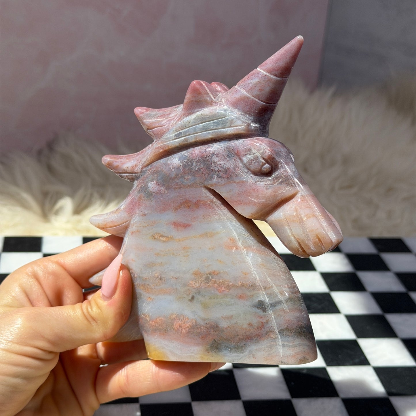 Ocean Jasper Unicorn 1.08lb | Natural Madagascar Crystal Carving