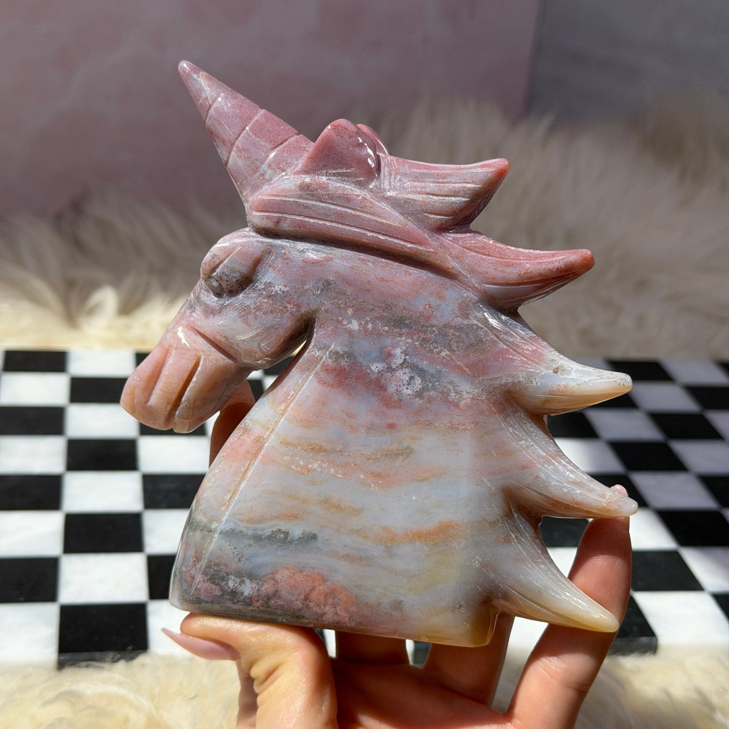 Ocean Jasper Unicorn 1.08lb | Natural Madagascar Crystal Carving