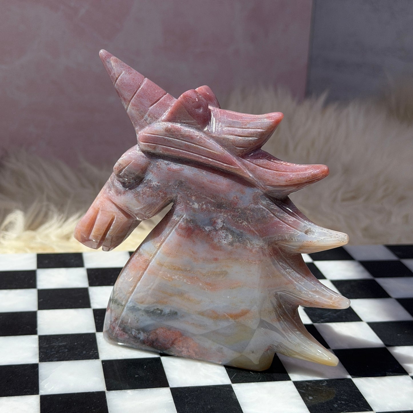 Ocean Jasper Unicorn 1.08lb | Natural Madagascar Crystal Carving