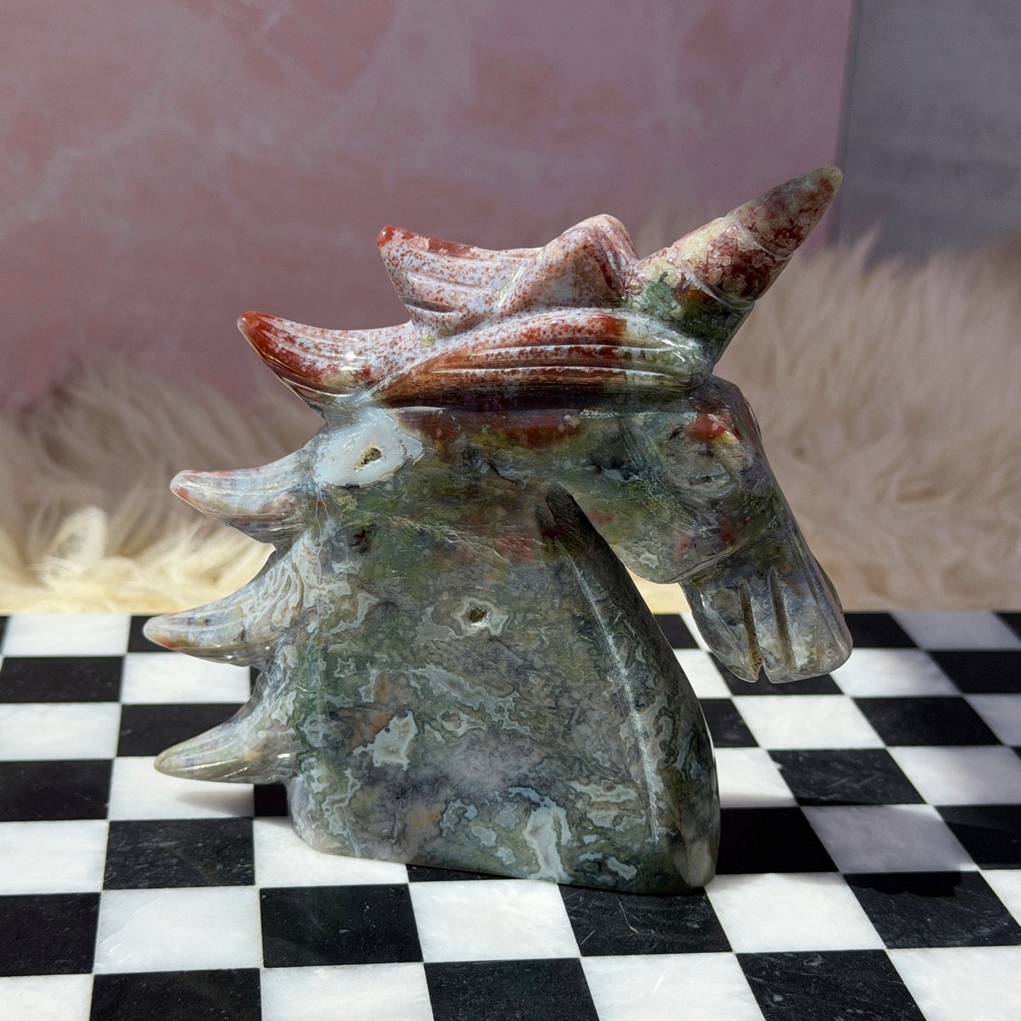 Ocean Jasper Unicorn 1.13lb | Natural Madagascar Crystal Carving