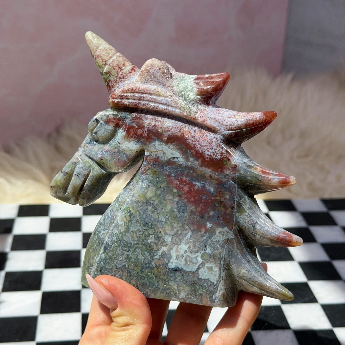 Ocean Jasper Unicorn 1.13lb | Natural Madagascar Crystal Carving
