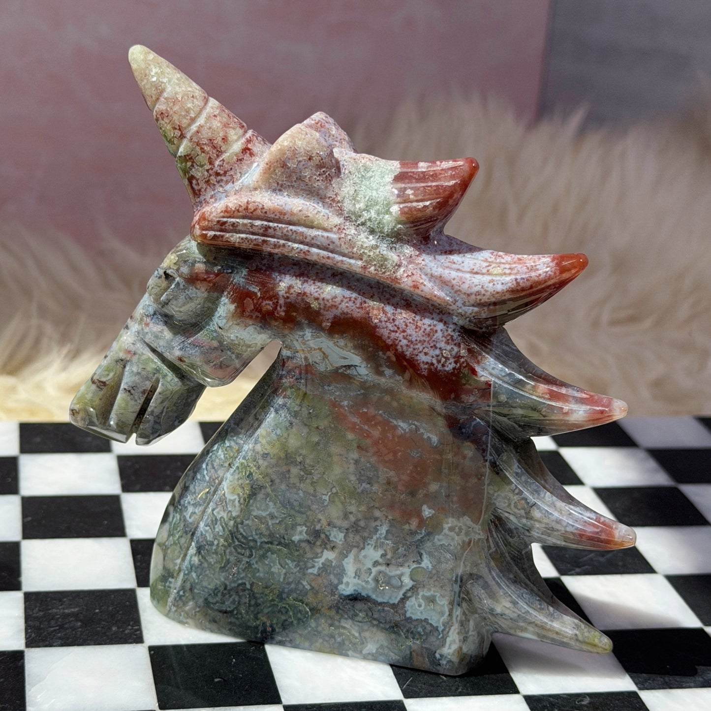 Ocean Jasper Unicorn 1.13lb | Natural Madagascar Crystal Carving