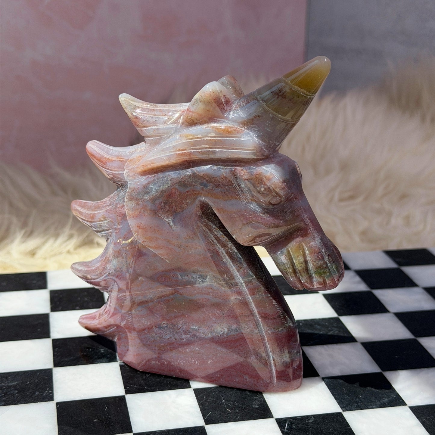Ocean Jasper Unicorn 1.09lb | Natural Madagascar Crystal Carving