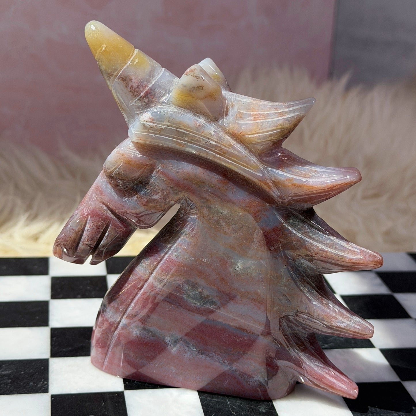 Ocean Jasper Unicorn 1.09lb | Natural Madagascar Crystal Carving