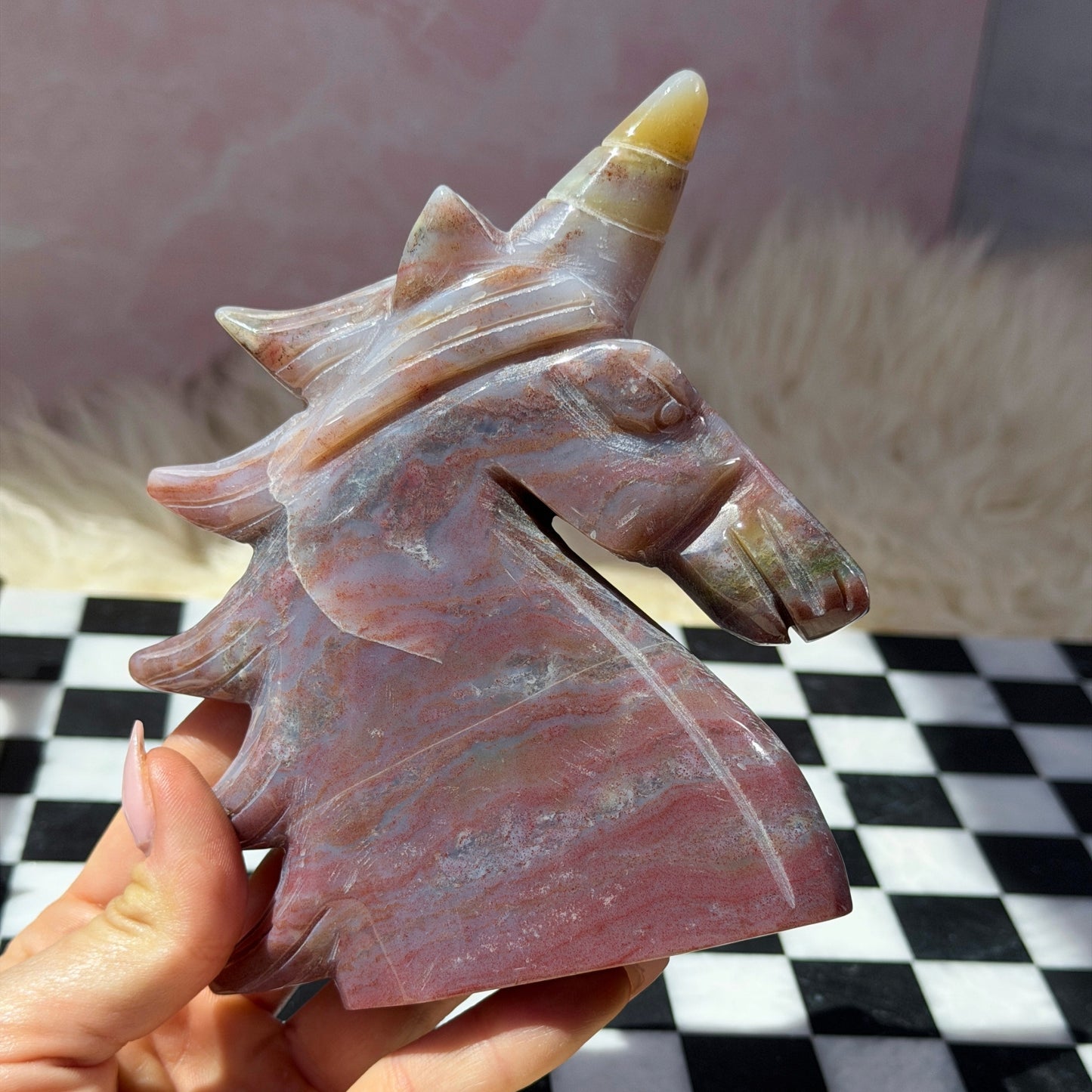 Ocean Jasper Unicorn 1.09lb | Natural Madagascar Crystal Carving