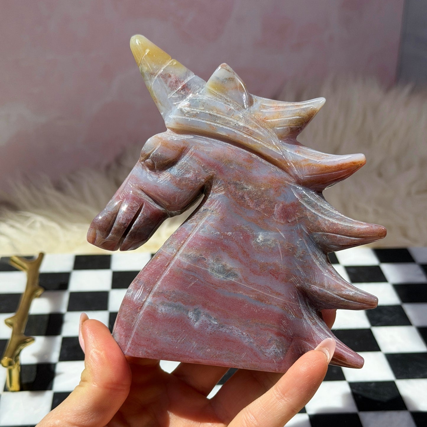 Ocean Jasper Unicorn 1.09lb | Natural Madagascar Crystal Carving