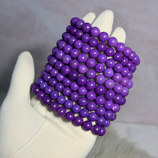 Dark Purple Phosphosiderite Beaded Bracelet (Bead size: 8-10mm)