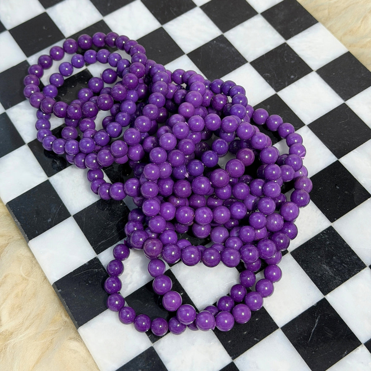 Dark Purple Phosphosiderite Beaded Bracelet (Bead size: 8-10mm)