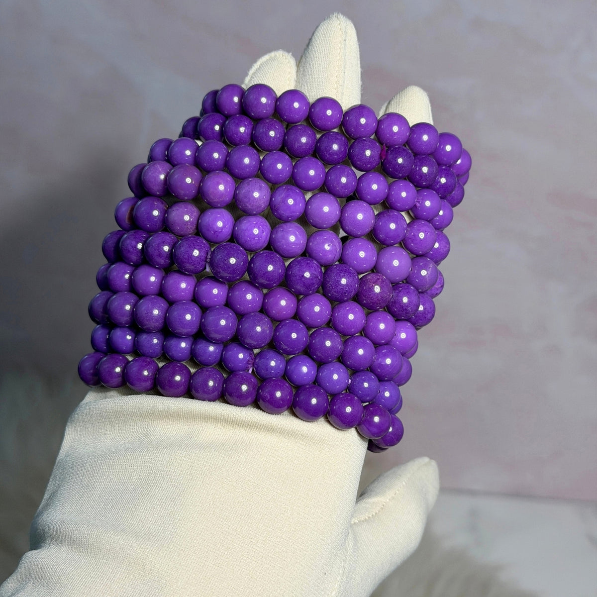 Dark Purple Phosphosiderite Beaded Bracelet (Bead size: 8-10mm)