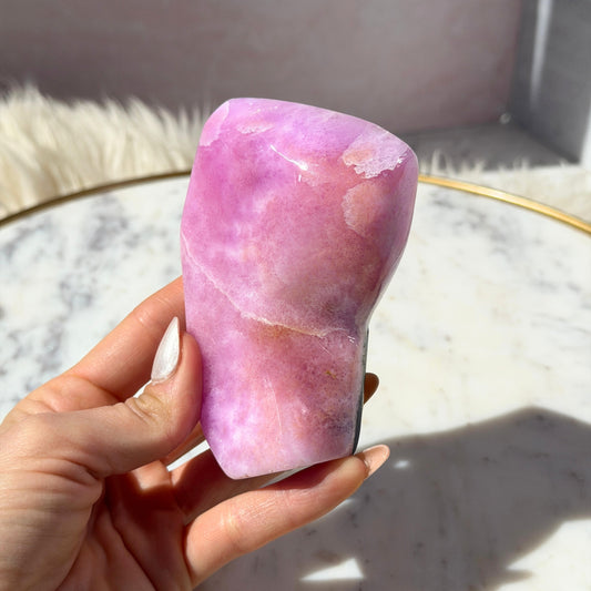 Rare Pink Aragonite Free Form with Hematite 0.7 lb | Afghanistan