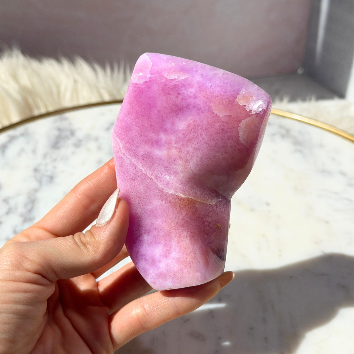 Rare Pink Aragonite Free Form with Hematite 0.7 lb | Afghanistan