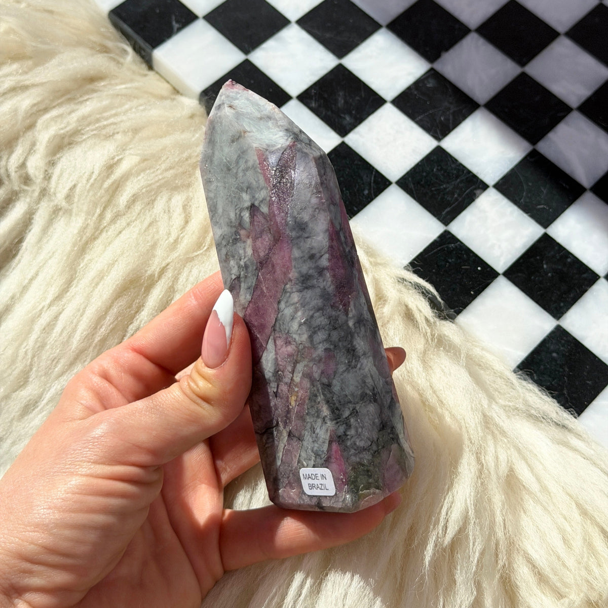 Pink Green Tourmaline Tower 0.67 lb, Brazilian Crystal Point