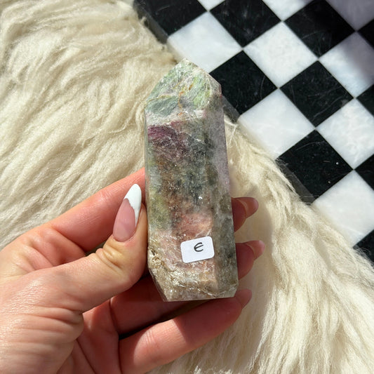 Pink Green Tourmaline Tower 0.41 lb, Brazilian Crystal Point