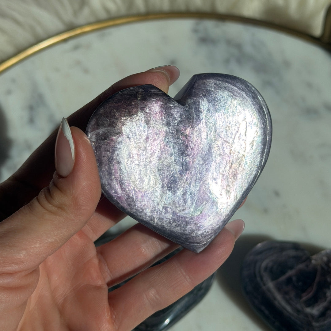 Purple Mica Heart 115g Polished Gemstone Carving