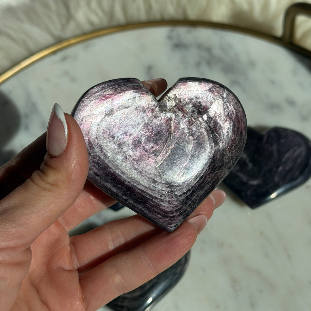 Purple Mica Heart 115g Polished Gemstone Carving