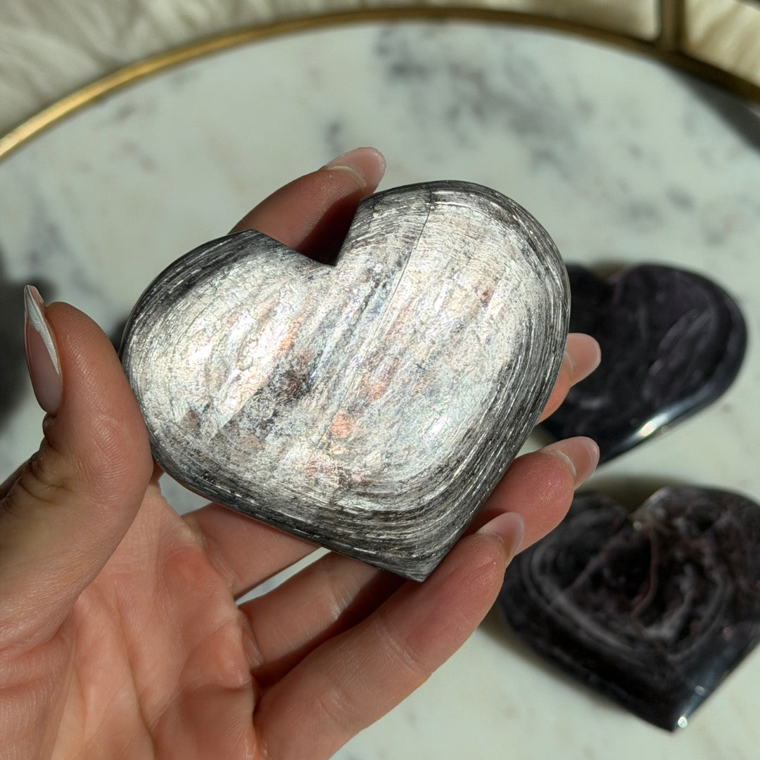 Purple Mica Heart 115g Polished Gemstone Carving