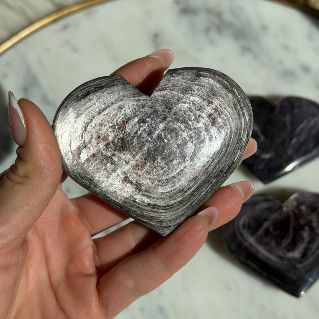 Purple Mica Heart 115g Polished Gemstone Carving