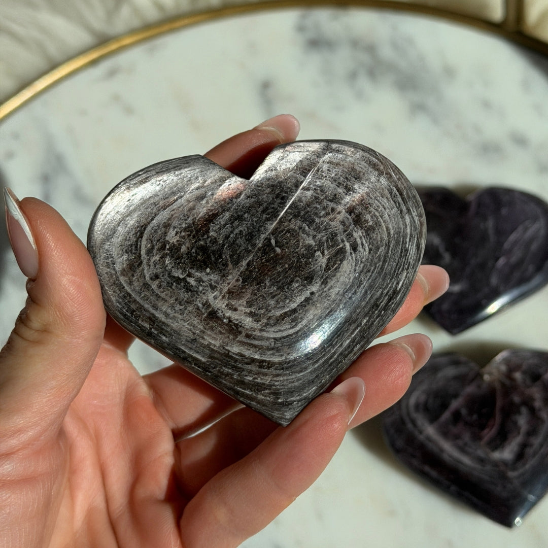 Purple Mica Heart 115g Polished Gemstone Carving