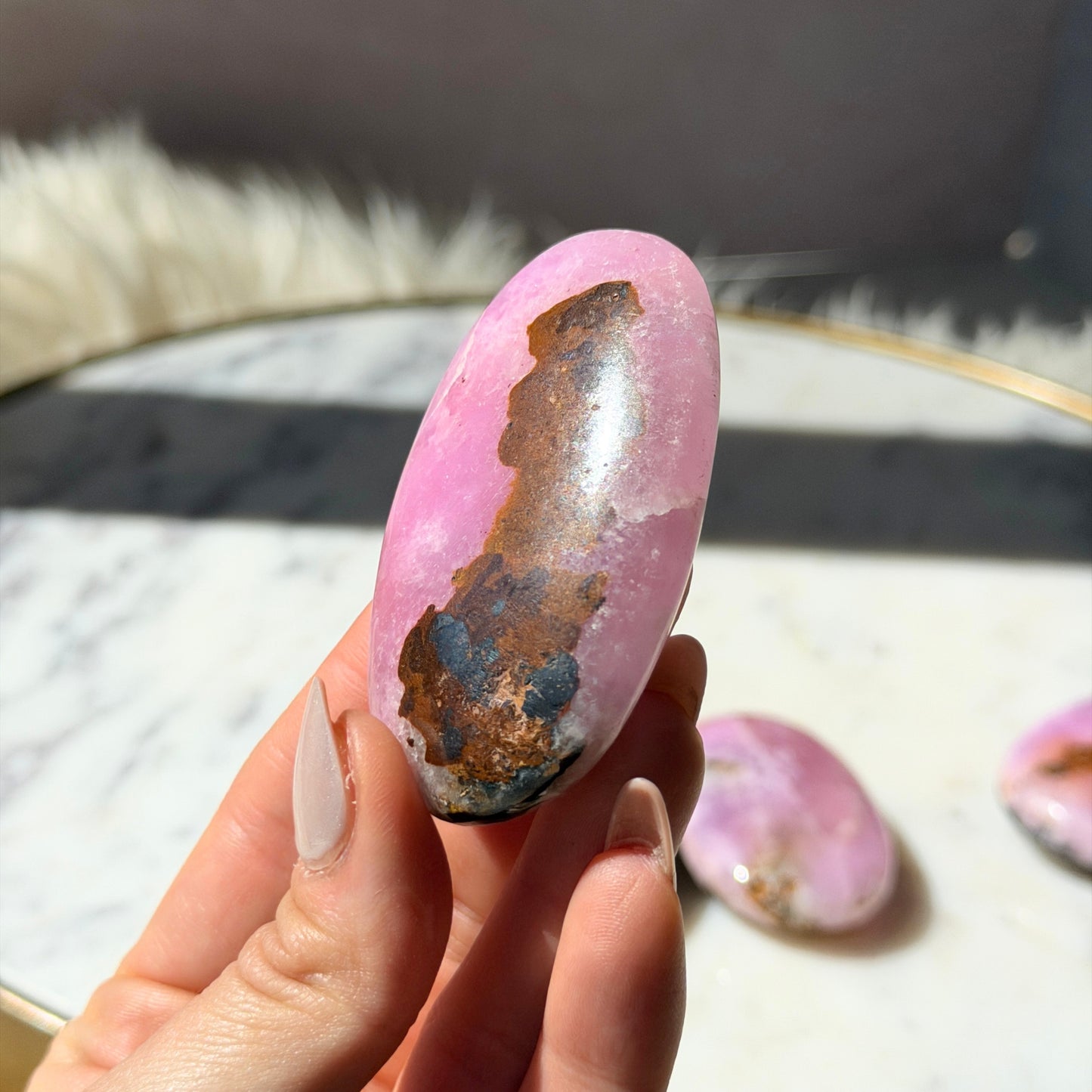Rare Pink Aragonite Palm Stone 0.2 lb | Afghanistan