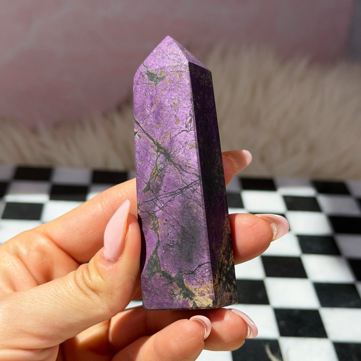 Purpurite Tower 106g | Natural Namibia Crystal Point