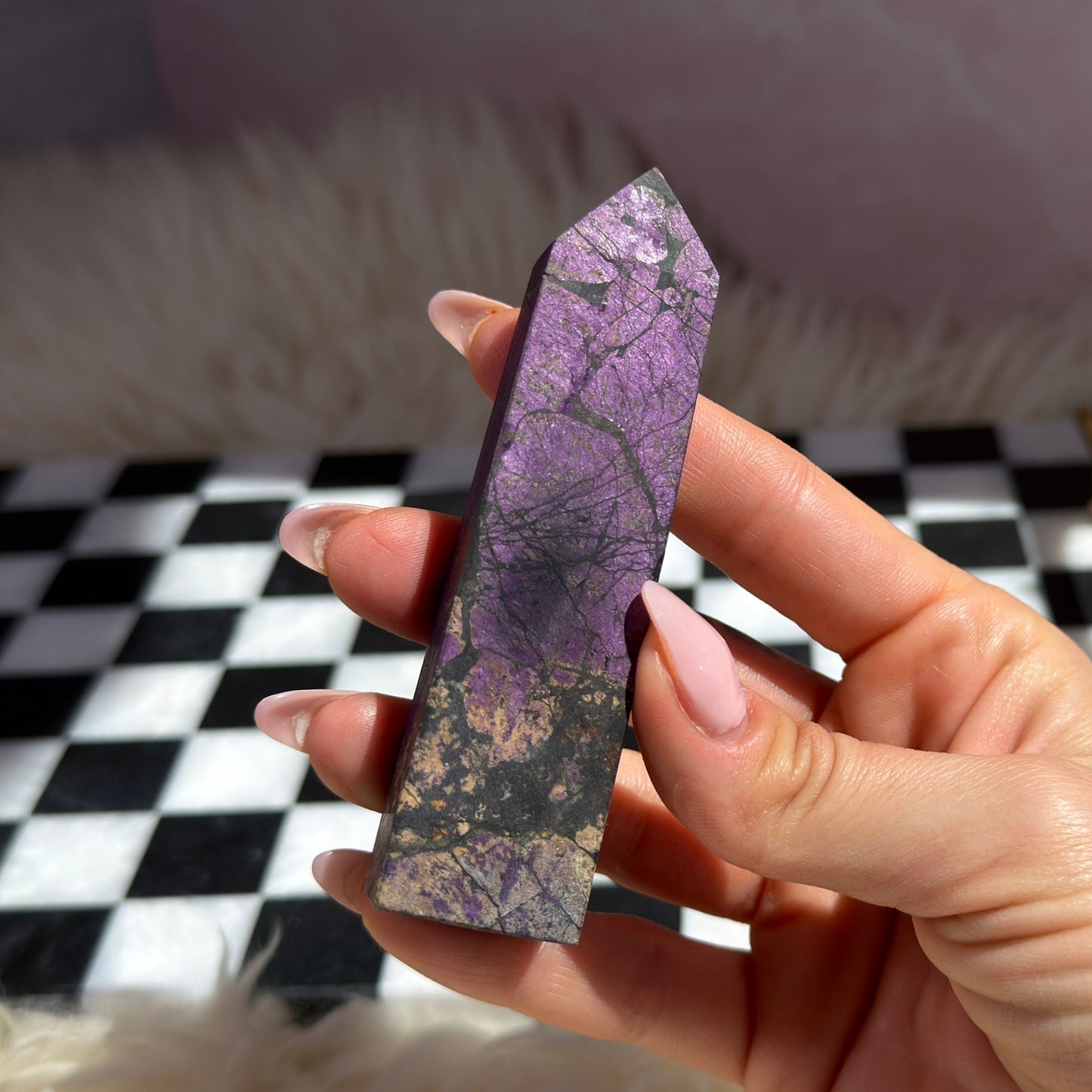 Purpurite Tower 108g | Natural Namibia Crystal Point
