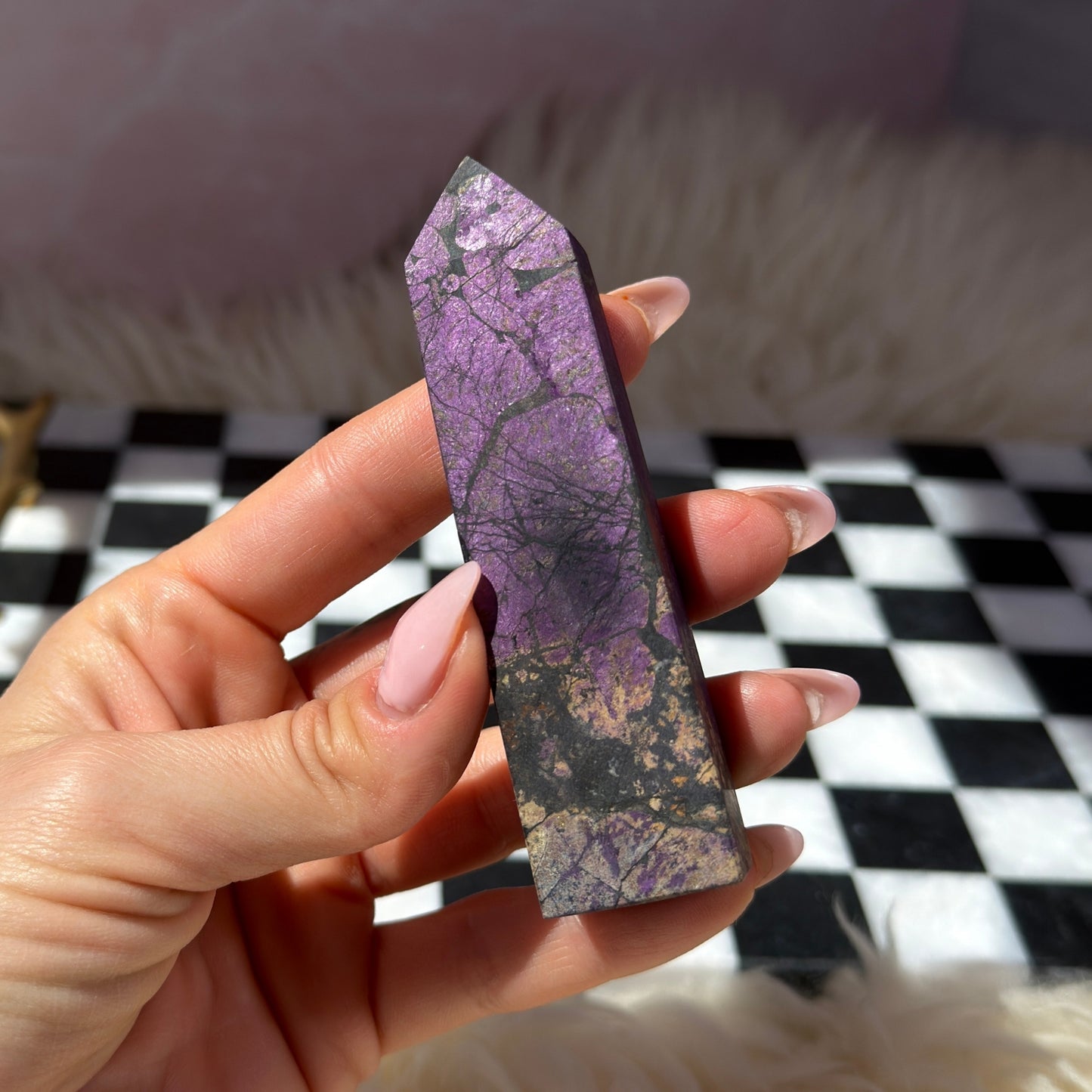 Purpurite Tower 108g | Natural Namibia Crystal Point
