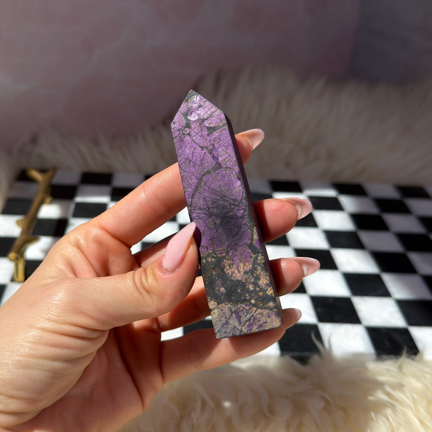 Purpurite Tower 108g | Natural Namibia Crystal Point