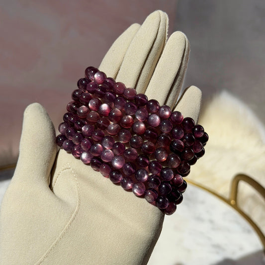Purple Mica Beaded Bracelet (Bead Size: 7mm)