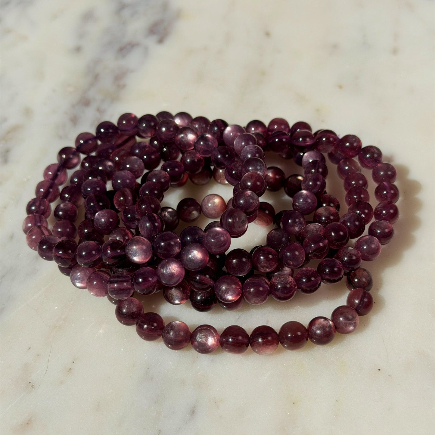 Purple Mica Beaded Bracelet (Bead Size: 7mm)