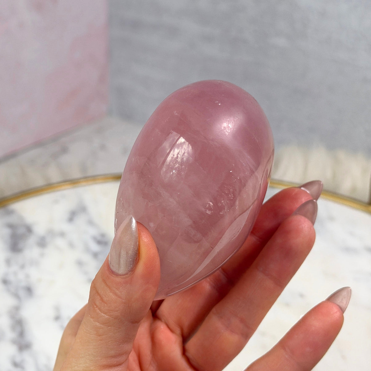 Star Flash Rose Quartz Heart with Acrylic Stand 0.94 lb