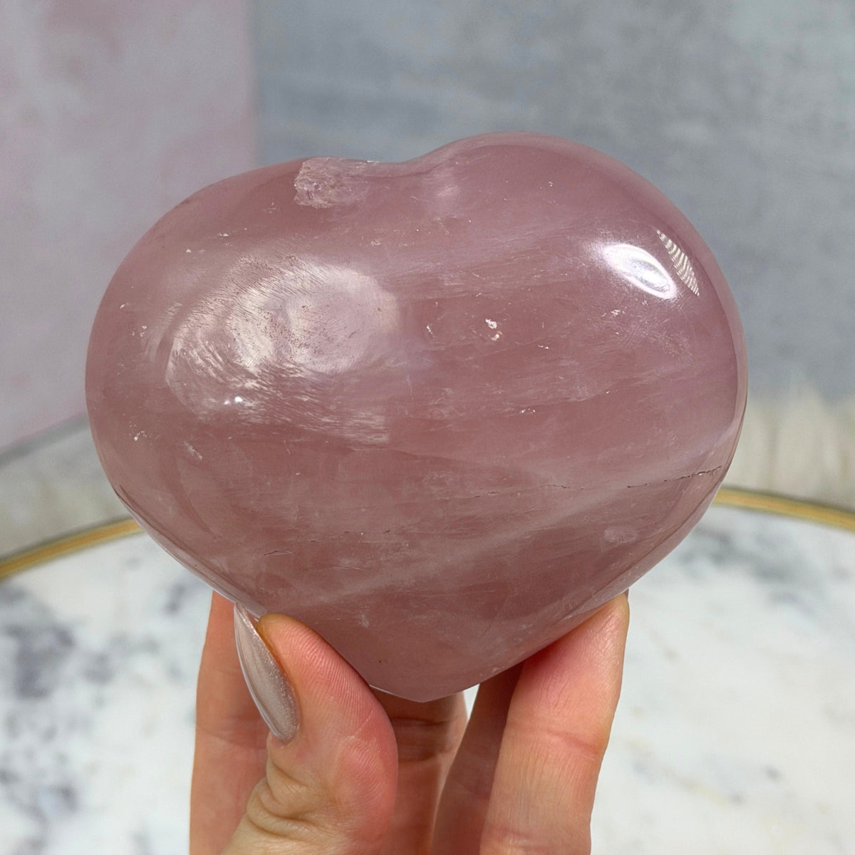 Star Flash Rose Quartz Heart with Acrylic Stand 0.94 lb