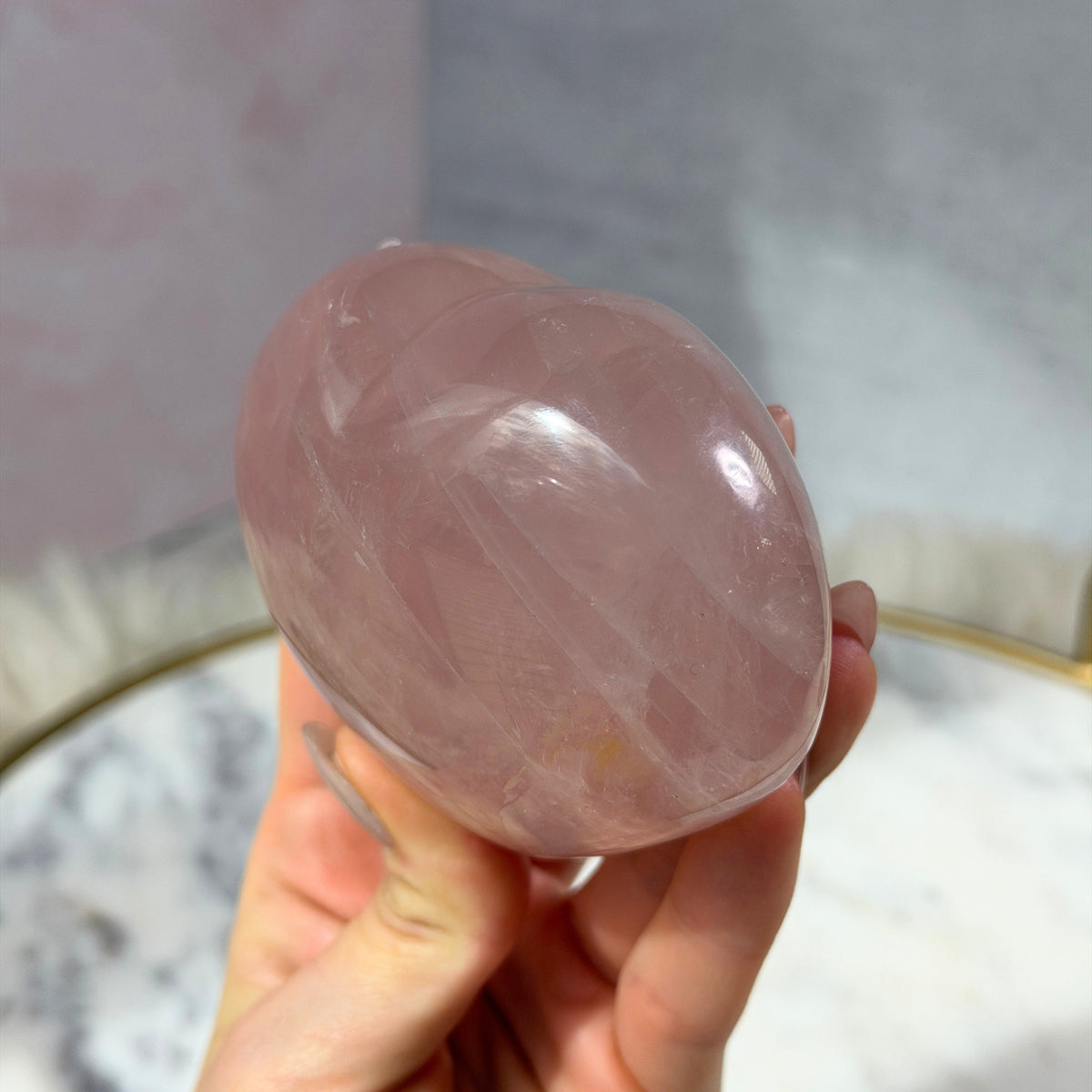 Star Flash Rose Quartz Heart with Acrylic Stand 0.96 lb