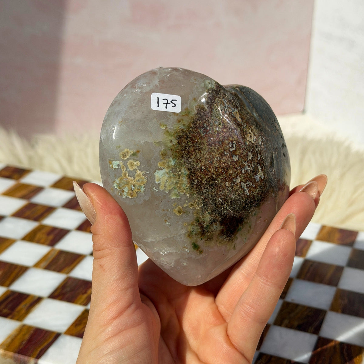 Sugar Druzy Rainbow Amethyst Heart 1lb with Acrylic Stand